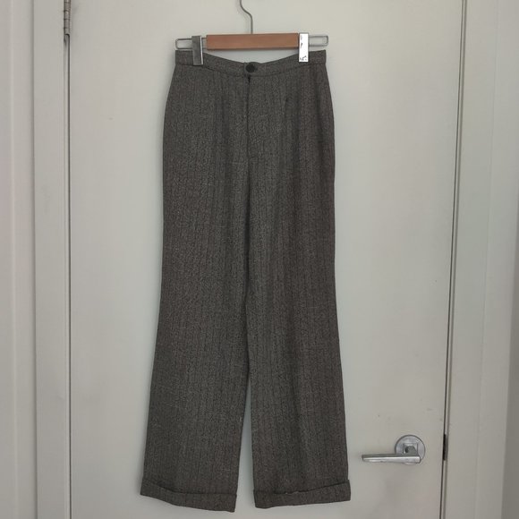 Women's Vintage Grey Pinstripe Trousers Size 0 - Picture 1 of 5